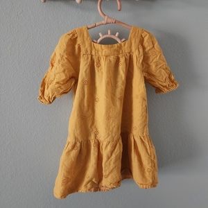 Cat & Jack Yellow Eyelet Puff Sleeve Dress XS 4/5